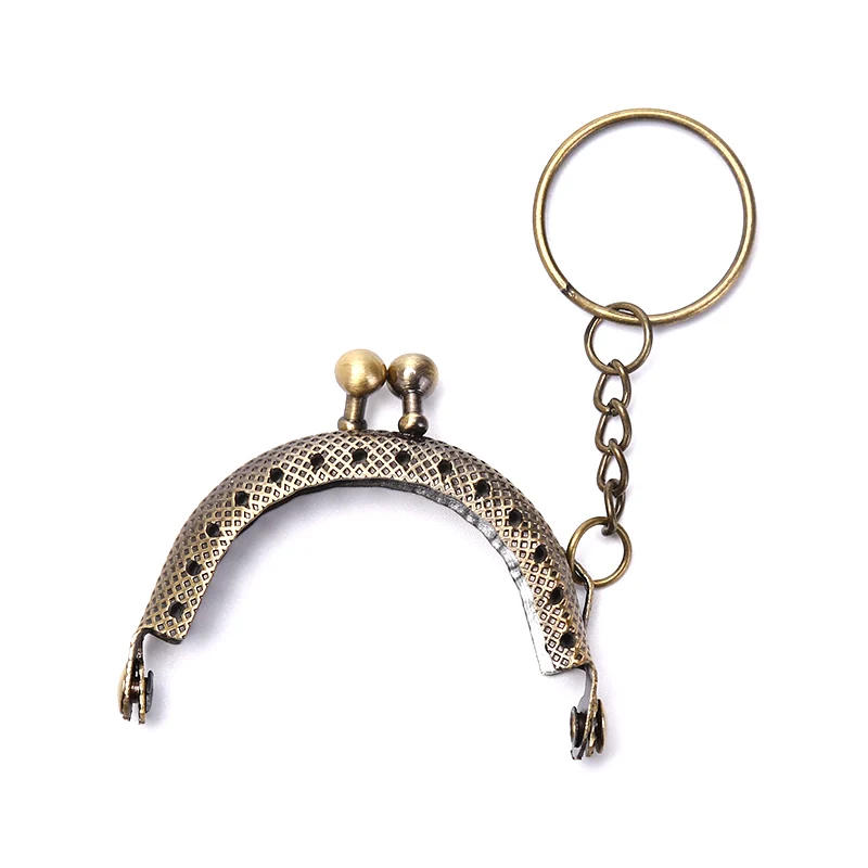 1 Piece 5cm Coin Purse Metal Frame With Keychain DIY Arched Frame Kiss Lock Craft Wallet Accessory Brand New Practical