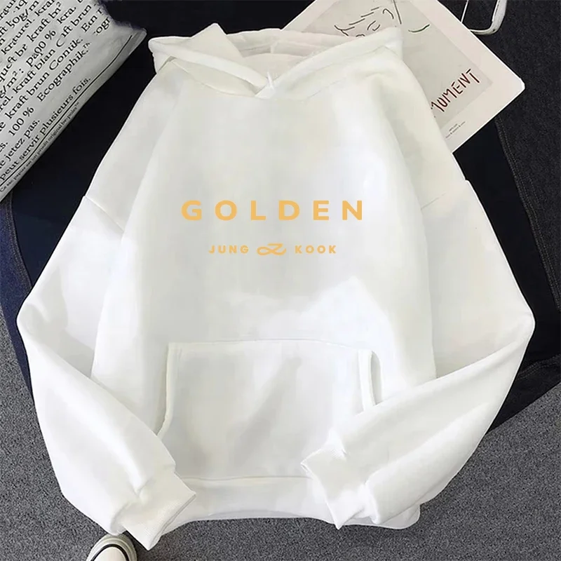 2024 JungKook Golden Hoodie Women Aesthetic Next To You Hoodies Unisex Album Letter Print Fashion Pullovers Sweatshirts Korea