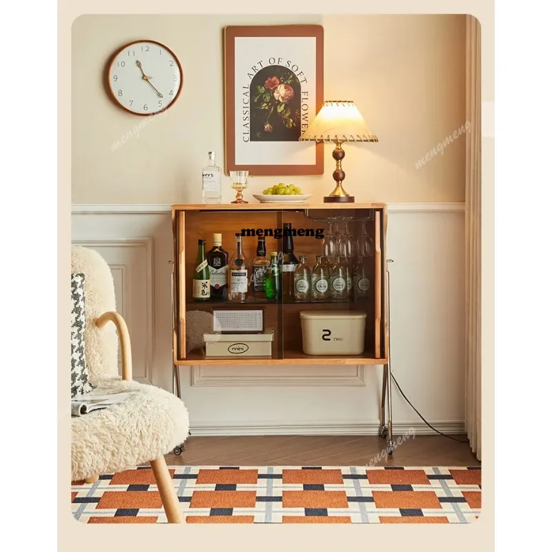 

Medium Mobile Wine Cabinet Creative Solid Wood Glass Wine Cabinet Home Living Room Popular Bar Furniture Drankenkast