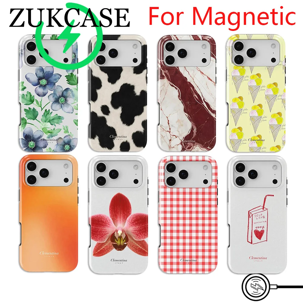 Роскошный магнитный чехол Clmj Anemone Hepatica для iPhone 18, 17, 16e, 16, 15, 14, 13, 12, 11 Air Pro Max Plus, двухслойная задняя крышка