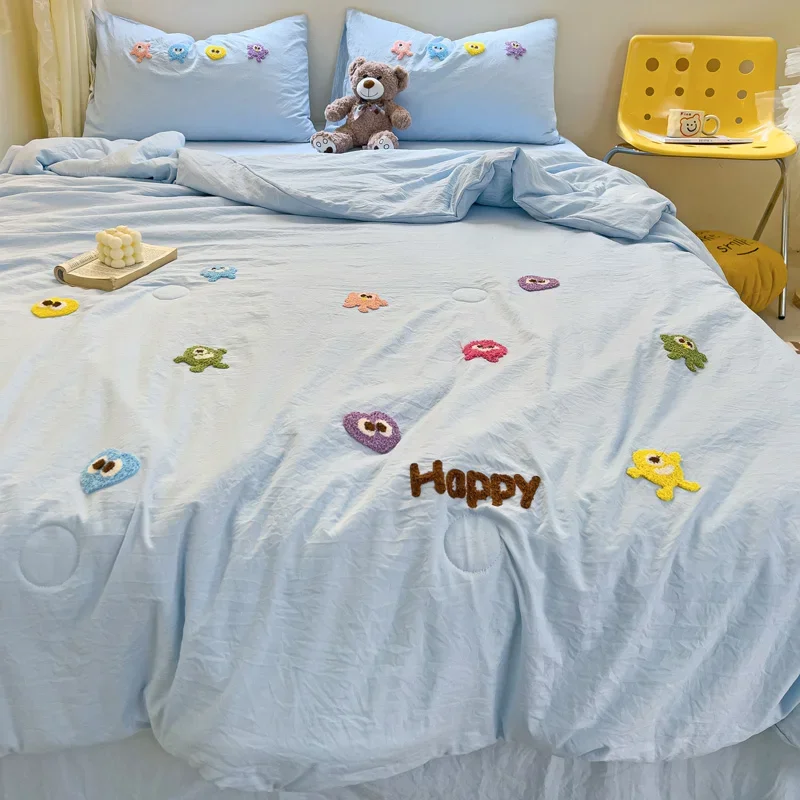 Embroideries Cartoon Style Summer Quilt Air Conditioning Quilts Soft Skin-friendly Breathable Thin Blanket for Kids Boys Girls