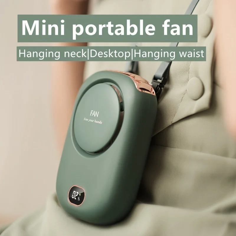Portable Lazy Hanging Neck Fan Mini Bladeless Waist Clip Fans 2000mAh USB Rechargeable Mute Outdoor Sports 3 Gear Cooling Fan