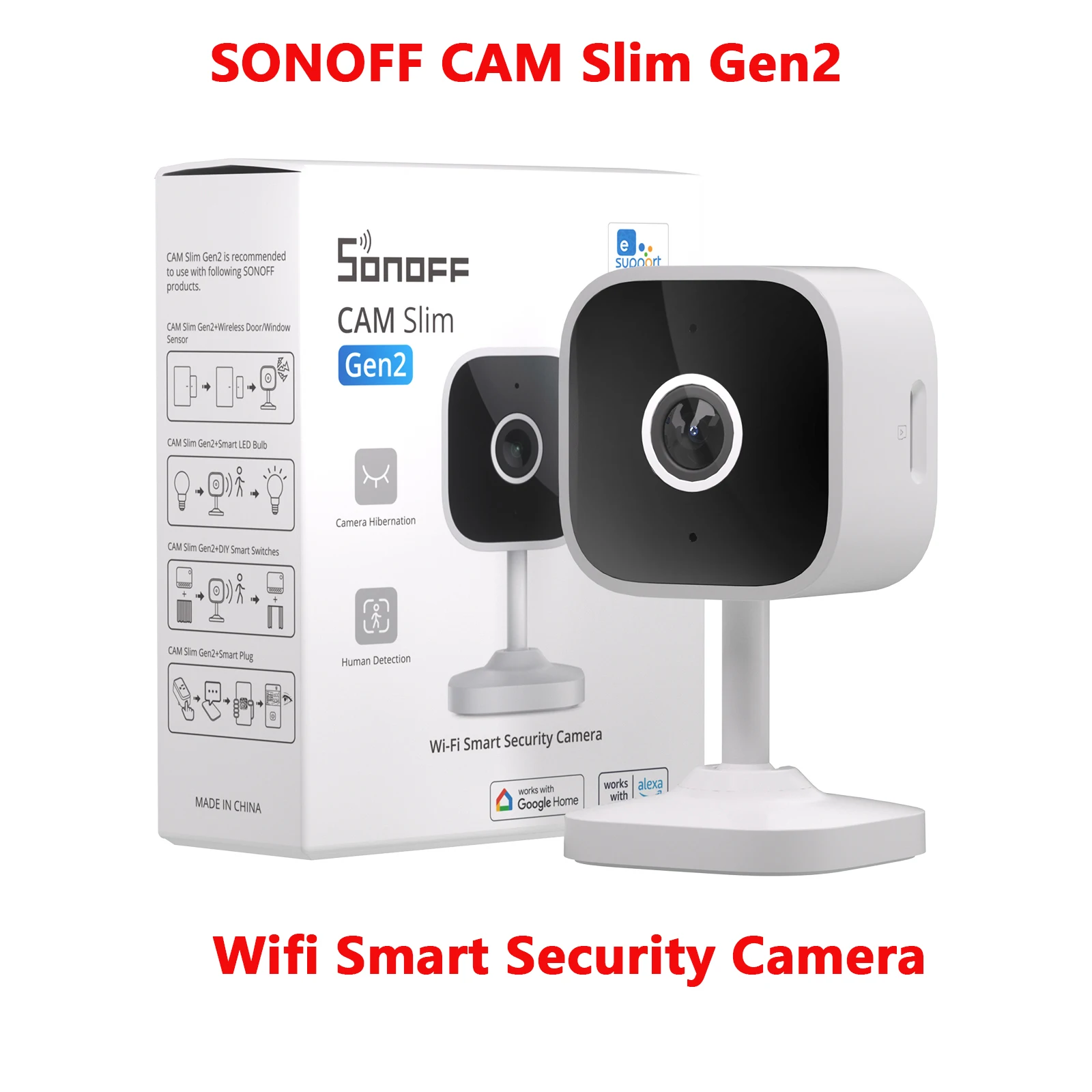 SONOFF CAM Slim Gen2 Smart Home Wifi Security Camera 1080P Resolution Human Detection Privacy Safeguards Local & Cloud Storage