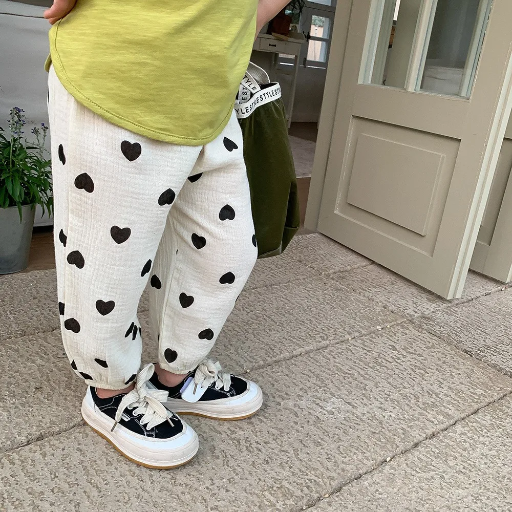 New Designer Printing Trousers Baby Unisex Cute Harem Pants Outdoor Toddler Girls Summer Fashion Thin Loose Full Length Pants