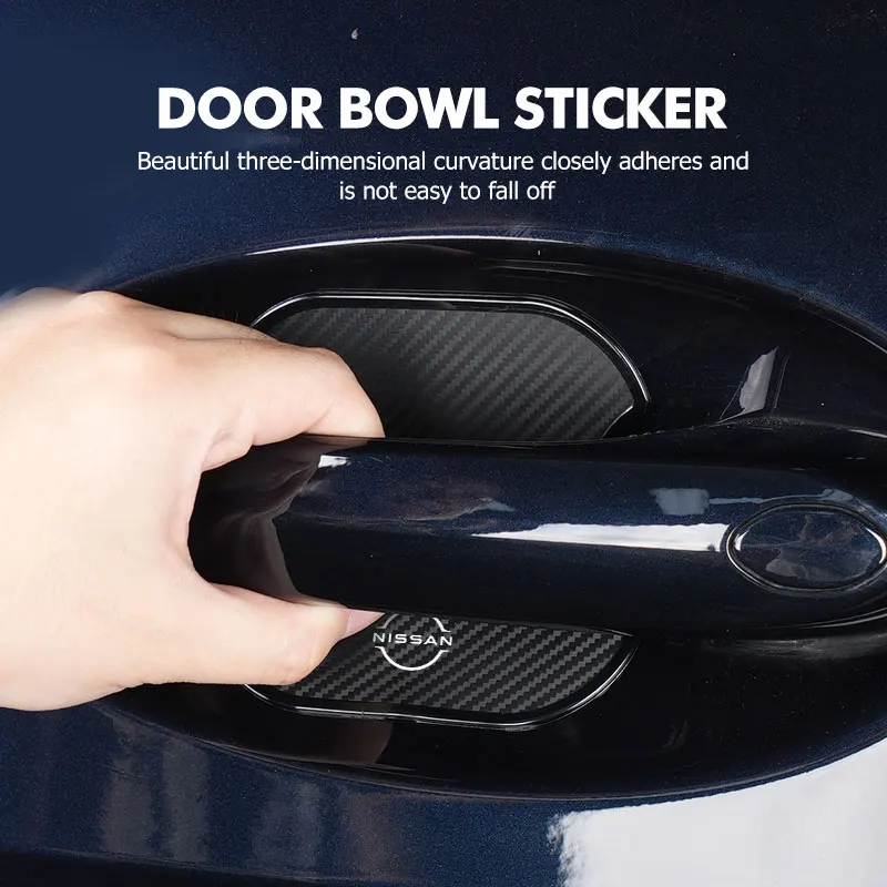 ملصقات مقبض باب السيارة طبقة رقيقة واقية مضادة للخدش من الكربون لنيسان نافارا ألميرا سنترا روج باثفندر سيلفي ليف