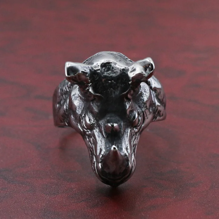 Titanium Steel Rhino Ring Animal Jewelry Open Ring Outdoor EDC Punk Accessories Tools