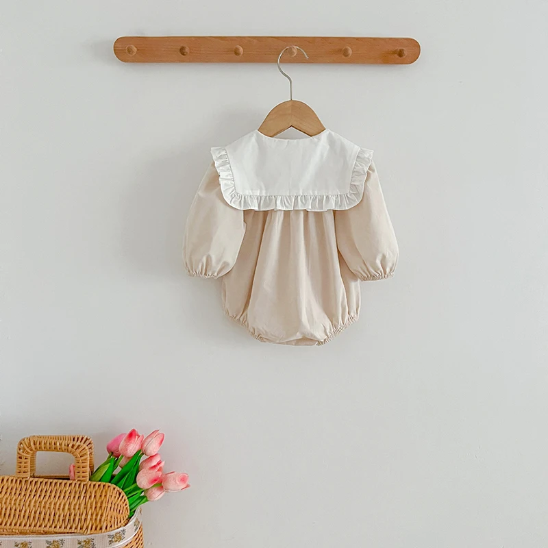 جديد ربيع 2026 بدلة قطعة واحدة للفتيات ملابس أطفال بأكمام طويلة بدلة بناتي 0-24 متر بدلة قطعة واحدة للحفلات مطبوعة بالكرز من القطن