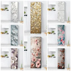 3D Realistic Embossed Flower Mural Refrigerator Sticker Waterproof PVC Relief Floral Kitchen Decorative Cabinet Art Sticker
