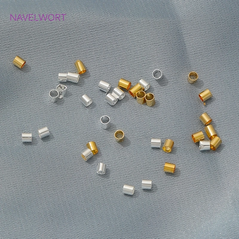 100/200pcs 18K Gold Plated Brass 2mm Tube Crimp End Beads Stopper Spacer Beads For DIY Bracelet Jewelry Making Accessories image 5