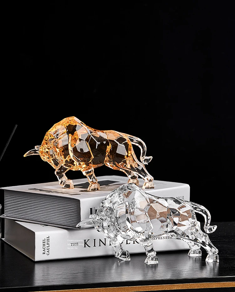 Raum Dekor Tier Ox Skulptur Ornamente Acryl Kristall Handwerk Statue Wohnzimmer Büro Desktop Dekoration Nordic Artwork Geschenk – Detail 1