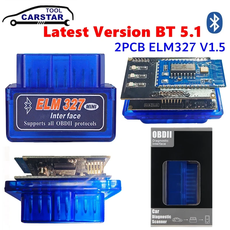 

ELM327 V1.5 для IOS Android ELM327 Mini OBD2 Bluetooth 5.1 OBD2 Черный 2 шт. Автомобильный тестер ELM 327 Диагностический инструмент