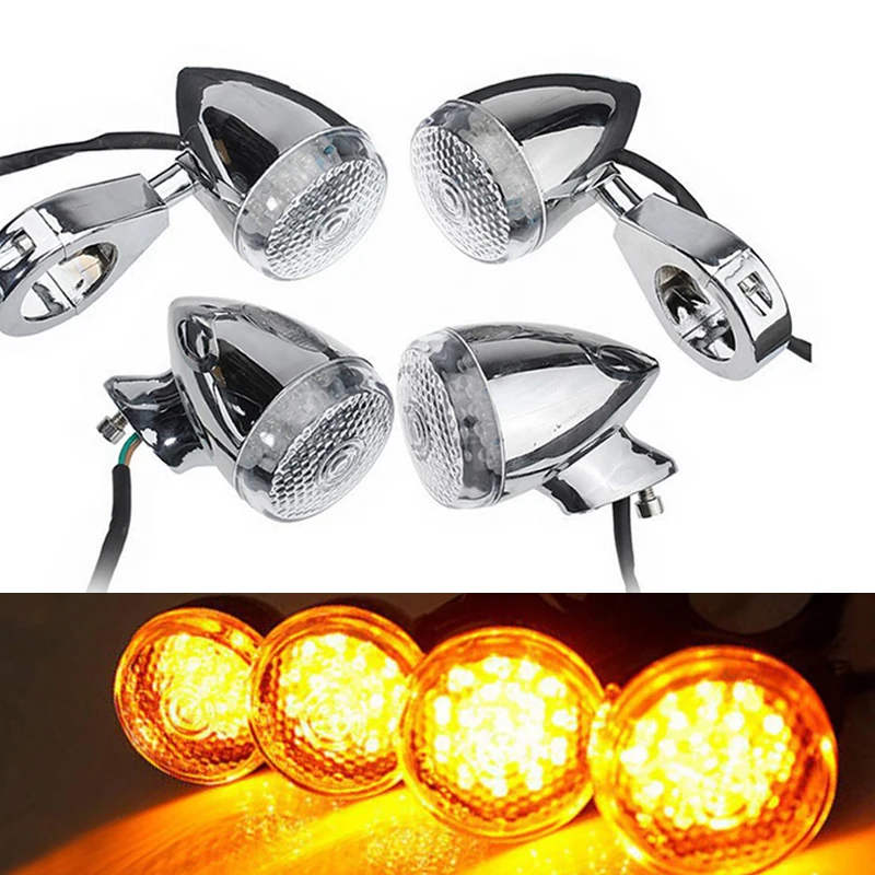 

Водонепроницаемые янтарные указатели поворота, 4 шт., передние и задние сигнальные лампы, аксессуары 39 мм/41 мм, совместимые с Harley.