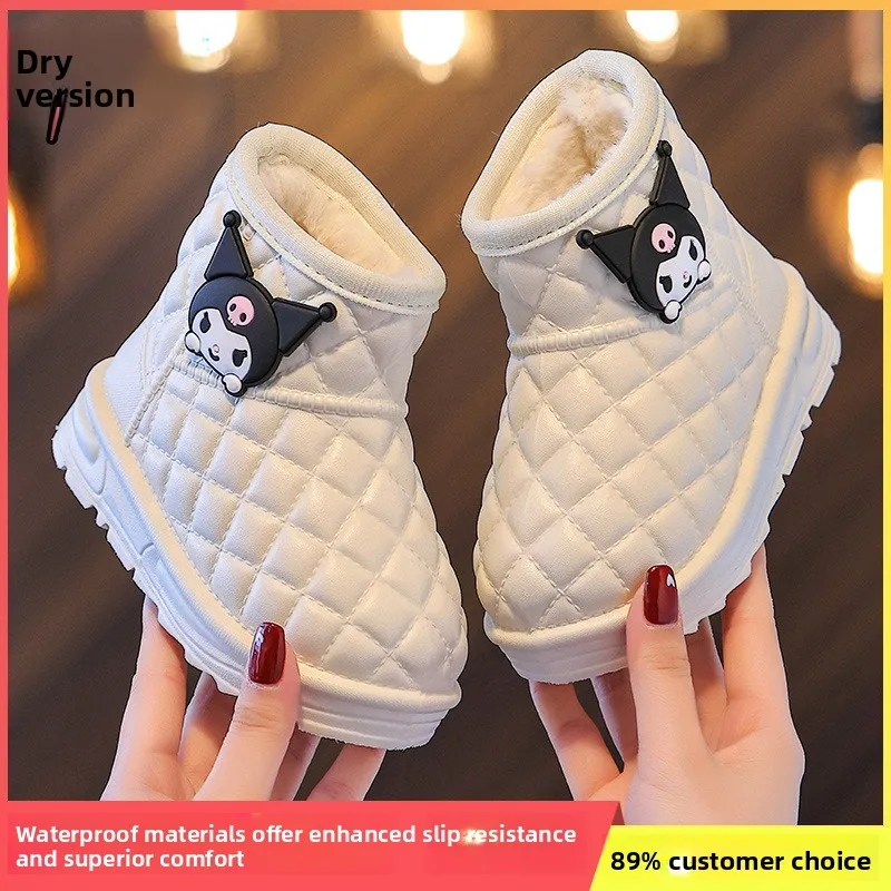

Kids'Casual Shoes Boots Cartoon PU Leather Winter Outdoor Sports Shoes For Girls Keep Warm Anti-slip Black Pink Size 24-35
