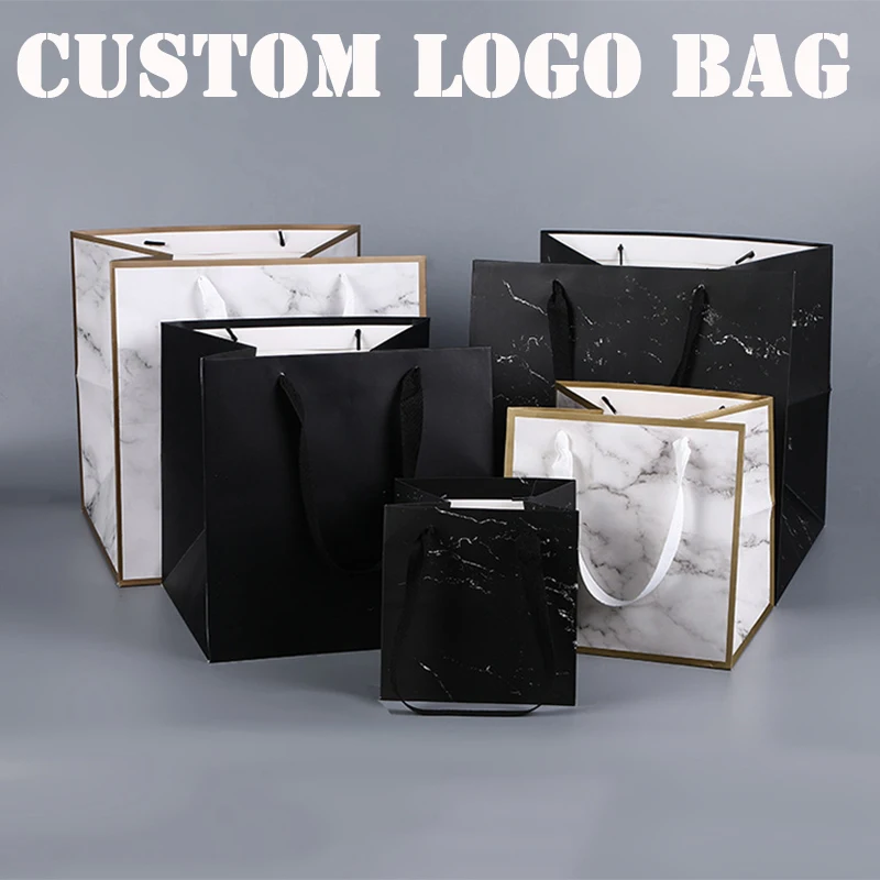 5/10 Pcs Personization Logo Square Gift Package Bags For Flower birthday cake wedding gifts bags for small business wig bags