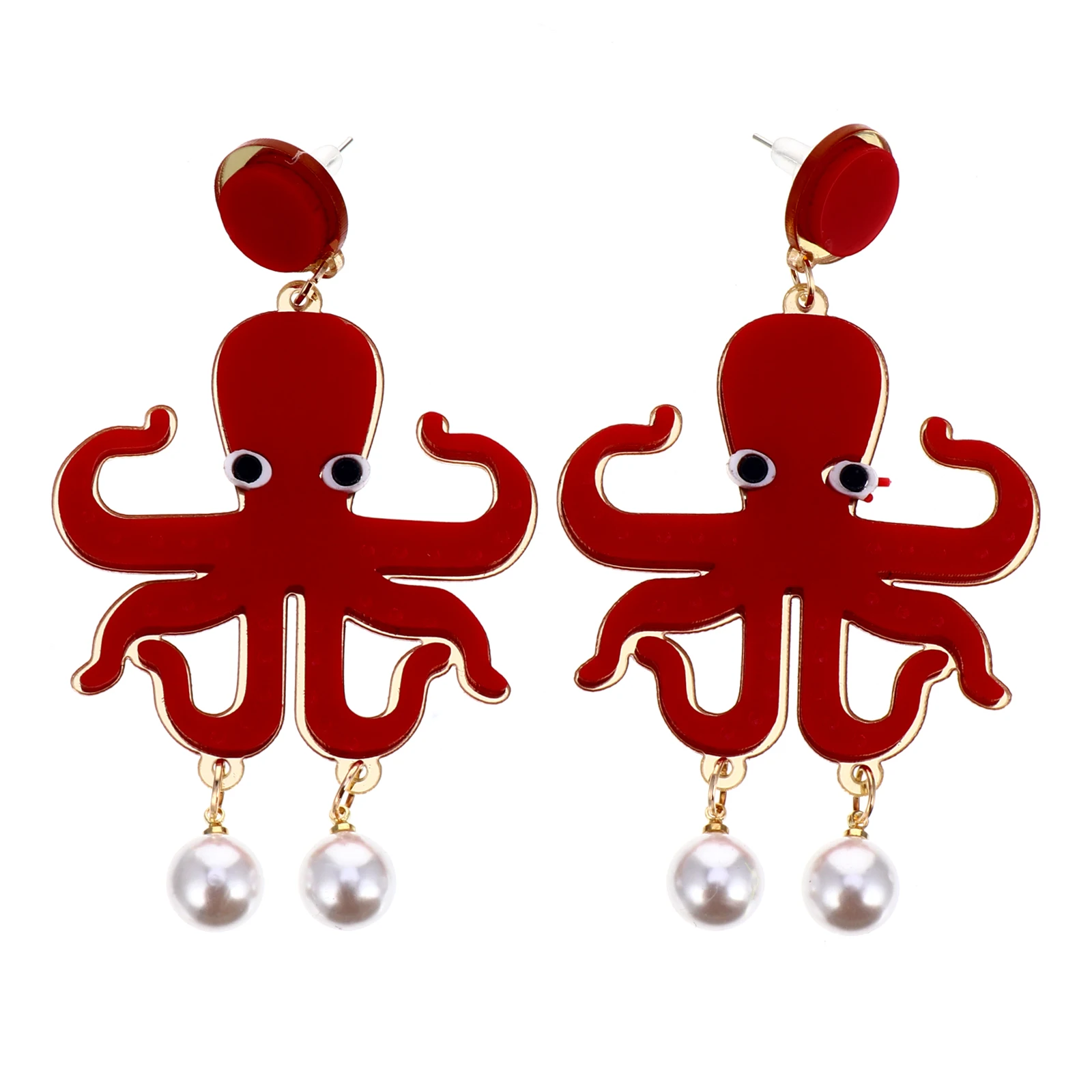 

Pearl Earrings Women Studs Octopus Shaped Drop Jewelry Ocean Theme Lightweight Durable Bright Color Novel Ideal Gift