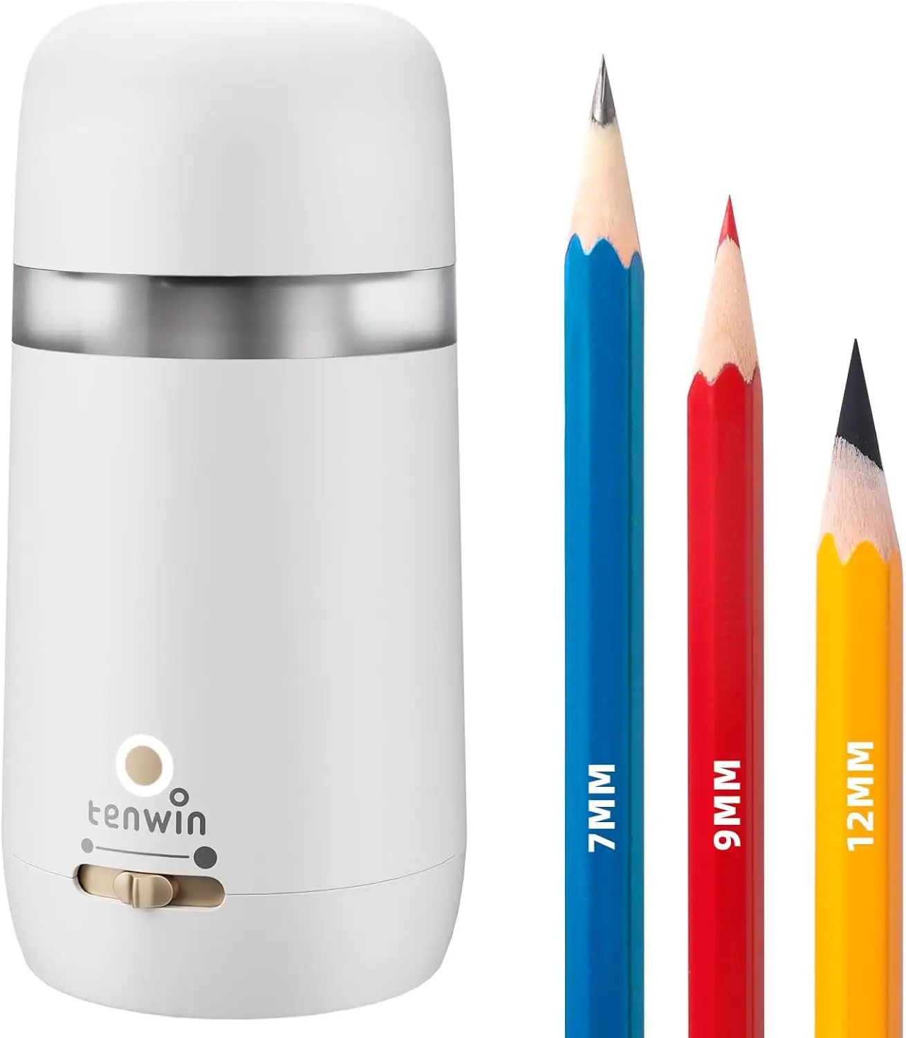 

Fully Automatic Electric Pencil Sharpener for 7-12mm Pencils, Auto Insert & Eject, Adjustable Nibs with Breathing Light