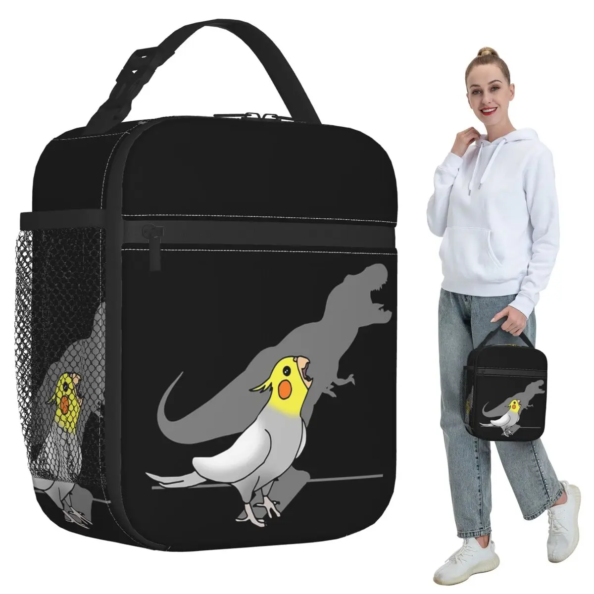 Dinosaur Shadow Cockatoo Cockatiel Insulated Lunch Bag for Kids School Cooler Thermal Food Box Tote Lunch Boxes Container