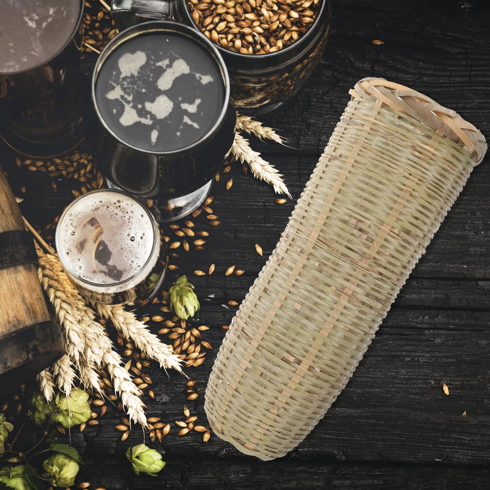 Handmade Bamboo Wine Filter Basket Woven Mesh Filtering Tool for Boil Pot Hop Separation Filtration Outdoor Picnic