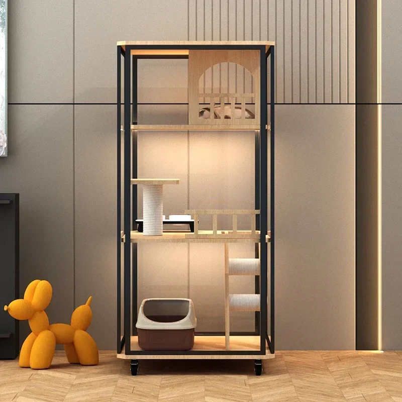 

Легкая роскошная панорамная вилла для кошек с полностью прозрачным ультрароскошным стеклом