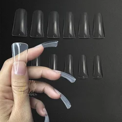 120pcs Duck Nail Tips for Extension Clear False Acrylic Fake Nails 12 Sizes Wide Shape Nail Accessories and Tools Manicure