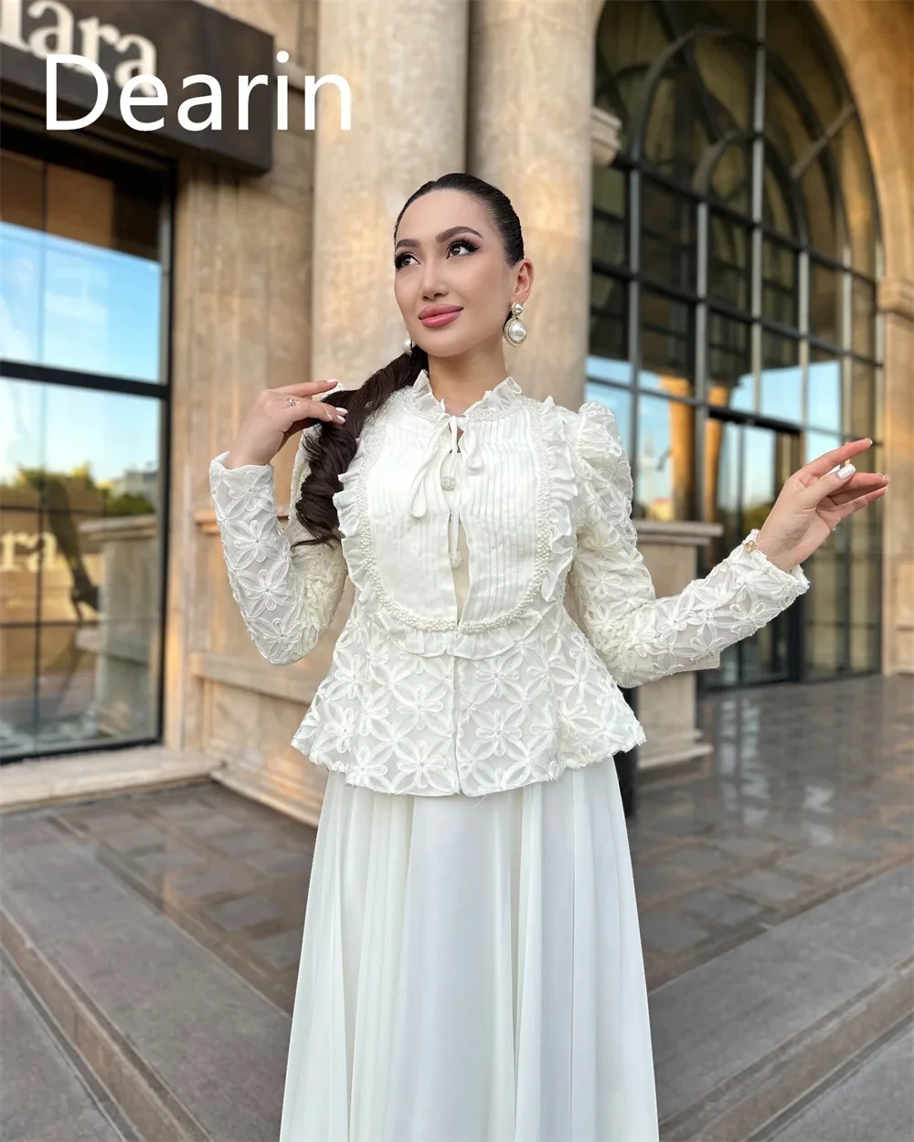 Customized Saudi Arabia Dearin Scoop Neckline A-line Ankle Length Skirts Tulle Bespoke Occasion Dresses Formal Gown Prom Evening