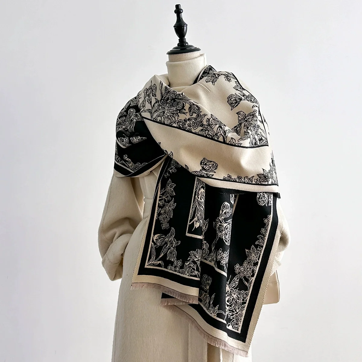 

Роскошный зимний кашемировый шарф, женский новый дизайн, теплое одеяло из пашмины, шарфы-пончо, женская шаль с цветком, толстый платок Bufanda