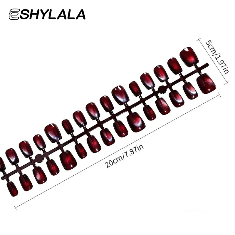 Short Press On Nails Almond Shape 30PCS Cat Eye Nail Tips Quick Fashionable Manicure Kit for Parties School Work