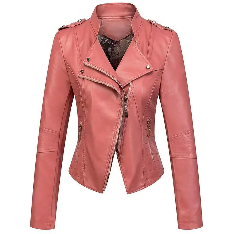 

Весенне-осенняя женская кожаная куртка, короткое приталенное пальто в ретро-стиле