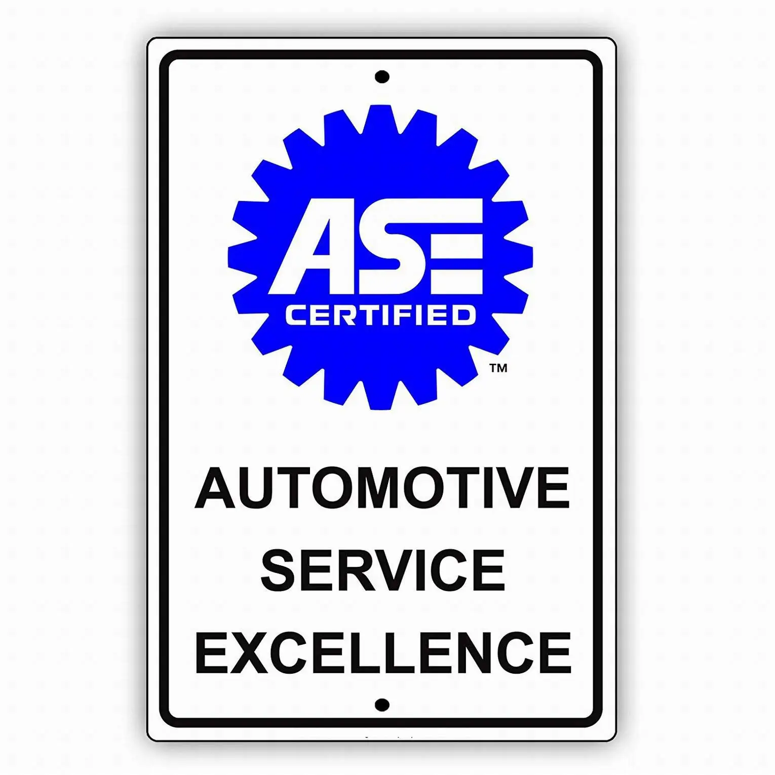 Wall Signs Notice Warning Sign Decor 12x8 Tin Metal Signs ASE Certified Automotive Service Excellence with Graphic Auto Rep sign