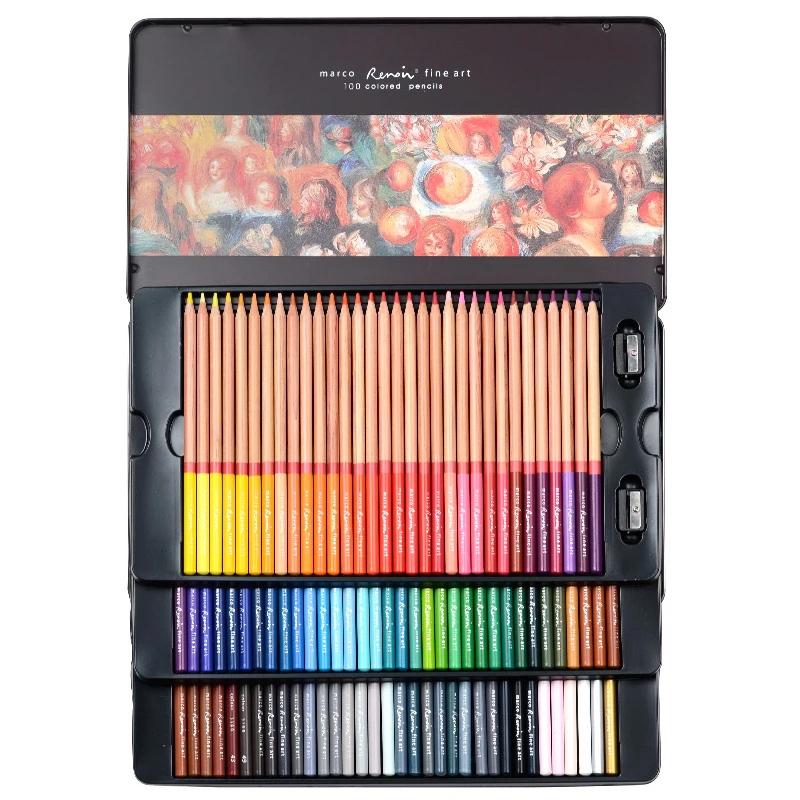 Marco Renoir Oil Colored Pencils Drawing Sketches Pencil 120 Colour Art Painting Pencil School Supplies 3100