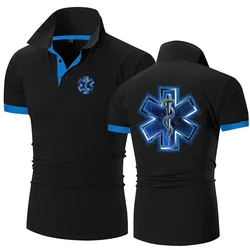 EMT Emergency Ambulance 2024 Men's Summer New Business Button Lapel Polo Shirt Fashion Printing Breathable Leisure Tops