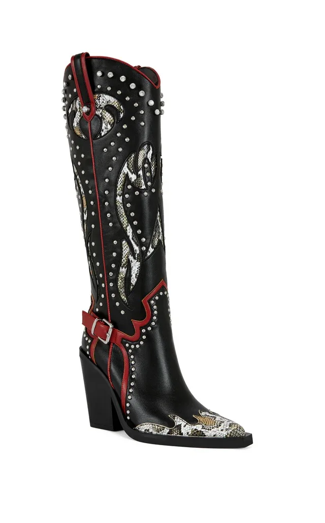 2025 Plus Size 44 Women's Embroidered Western Knee High Boots Cowboy Cowgirl Boots Chunky Heel  Boots Women Western Shoes view 2