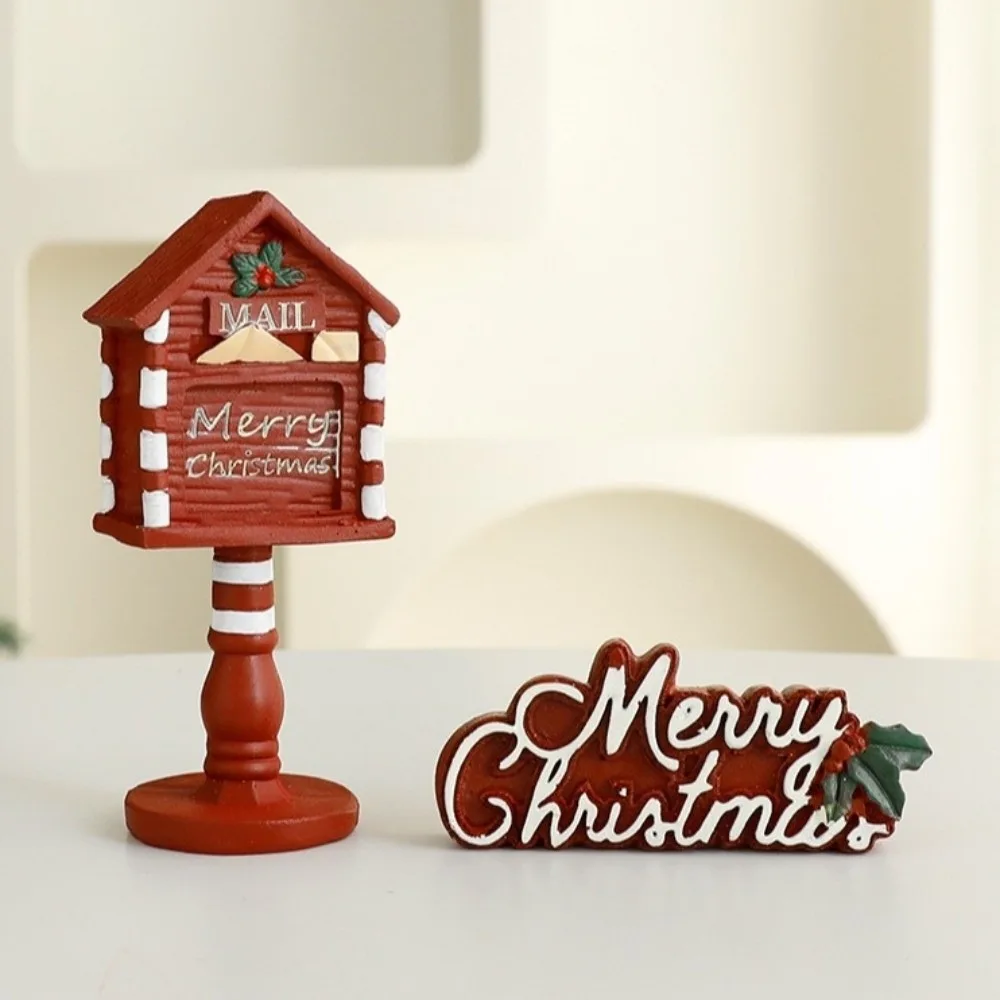 Resin Christmas Tree Decoration Set Handicrafts Mailbox Statue Desktop Ornaments Creative Cartoon Mini Christmas Tree Tabletop