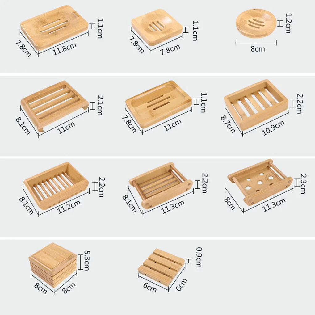 1/5/10pcs Wooden Natural Bamboo Soap Dishes Tray Holder Storage Soap Rack Plate Box Container Bathroom Soap Dish Storage Box