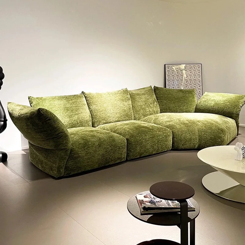 Sofa Chenille Velvet Fabric Large Flat Floor Living Room Special-shaped Arc Combination Italian Minimalism