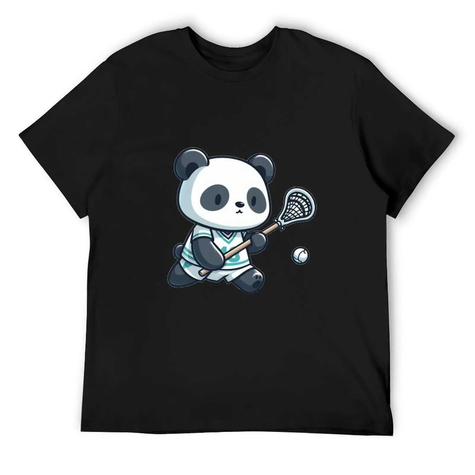 

Футболка Panda Playing Lacrosse, блузка, летние топы, большие футболки для мужчин в тяжелом весе
