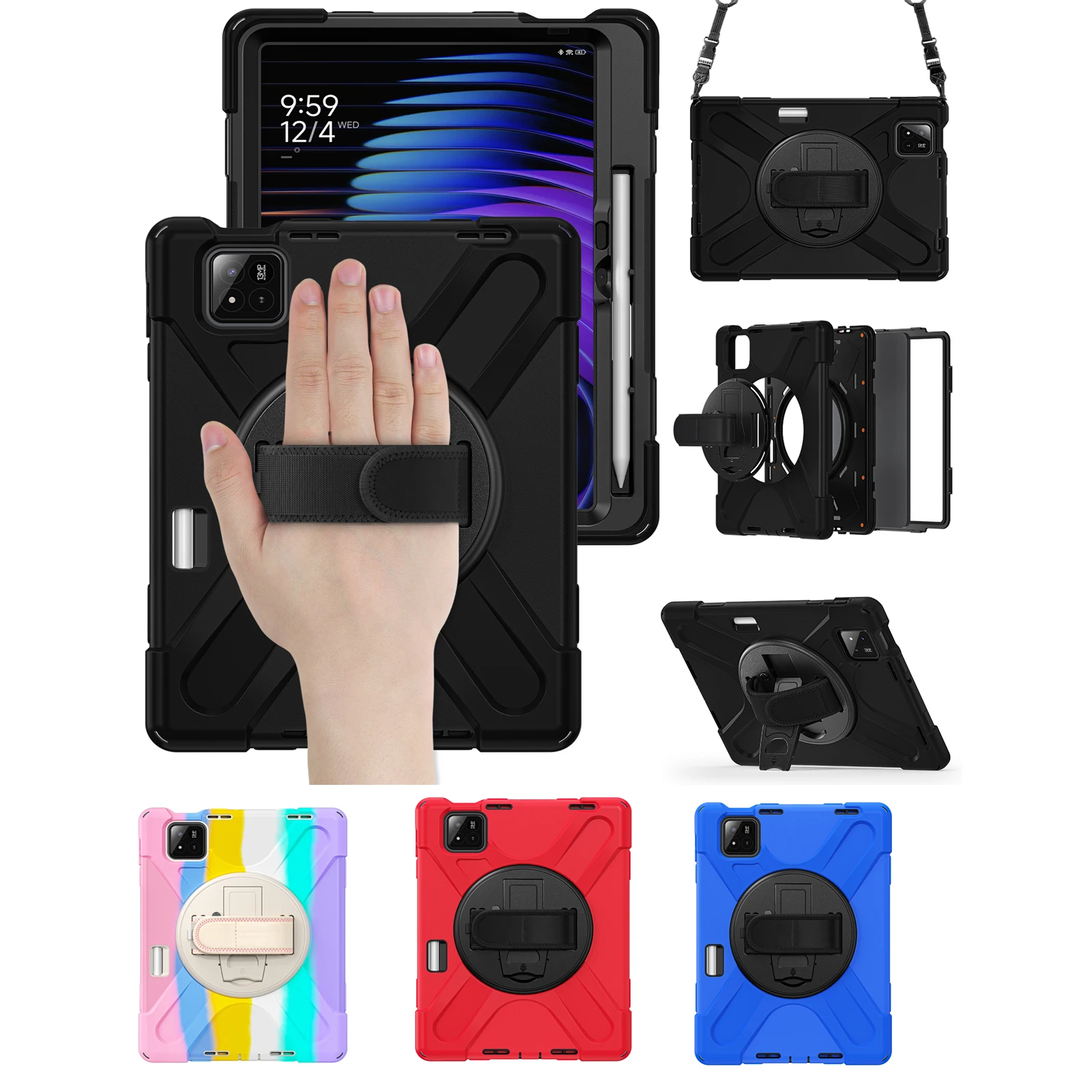 

Case For Xiaomi Pad 7s Pro 12.5inch 6s Pro 12.4 2024 Shockproof Kids Tablet Stand Cover Handle Shoulder Strap For Mi Pad 6 5