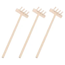 3 Pcs Japanese Style Bamboo Rake and Sand Ornament Mini Garden Rakes Tray Miniatures Sandbox Rake Crafts Table Crafts Zen