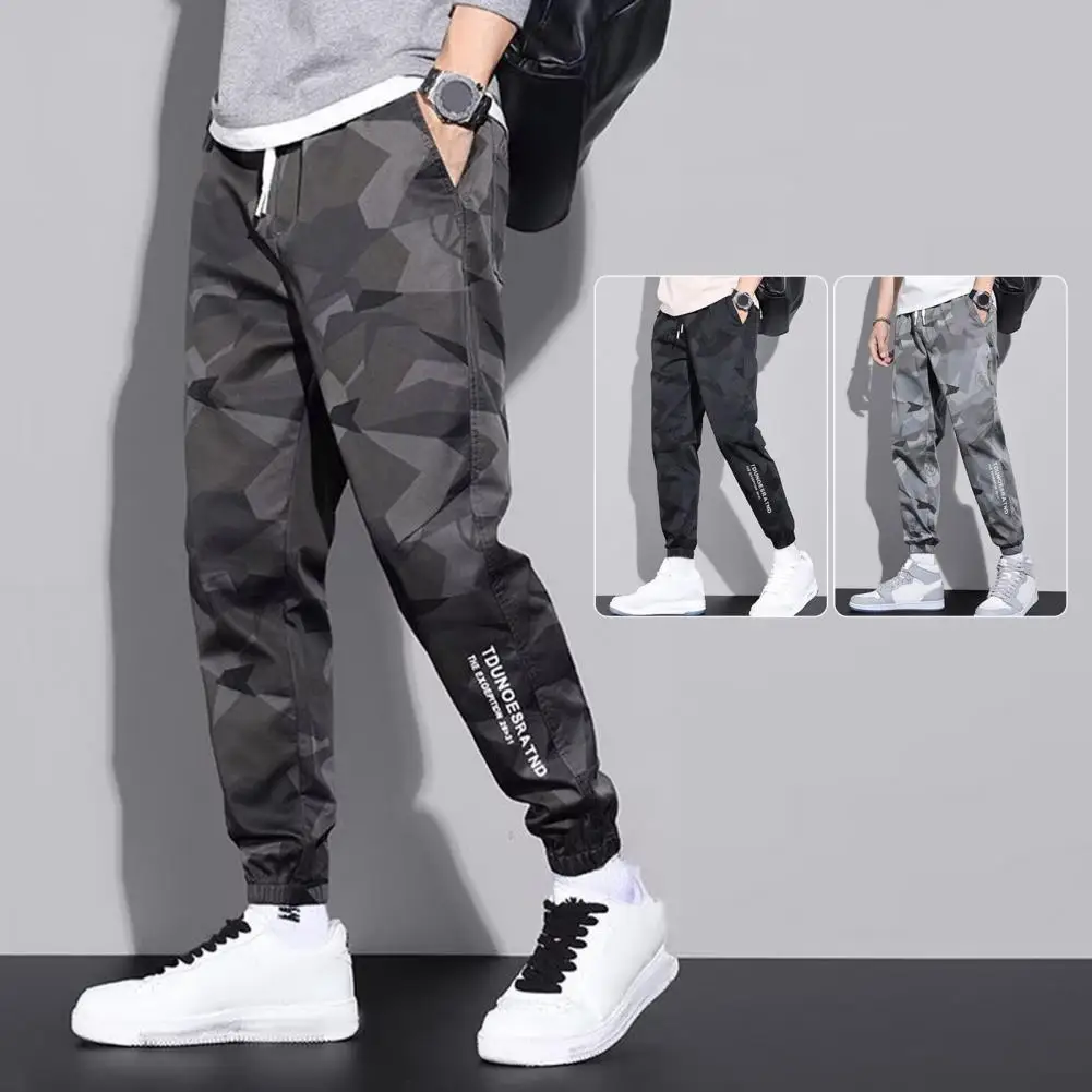 

Men Elastic Waist Pants Camouflage Pattern Sport Pants with Ankle-banded Pockets Jogging Ninth Trousers Casual Men's Clothing