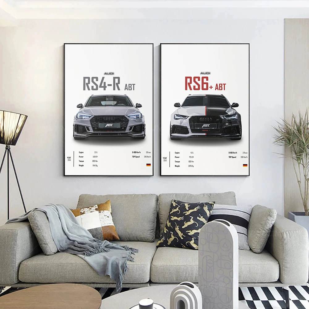 Luxury car  R8 RS7 RS5 PS6 PS4 RSQ8  Wall Art Canvas Painting Nordic Poster And Print Wall Pictures Living Room Home Decor