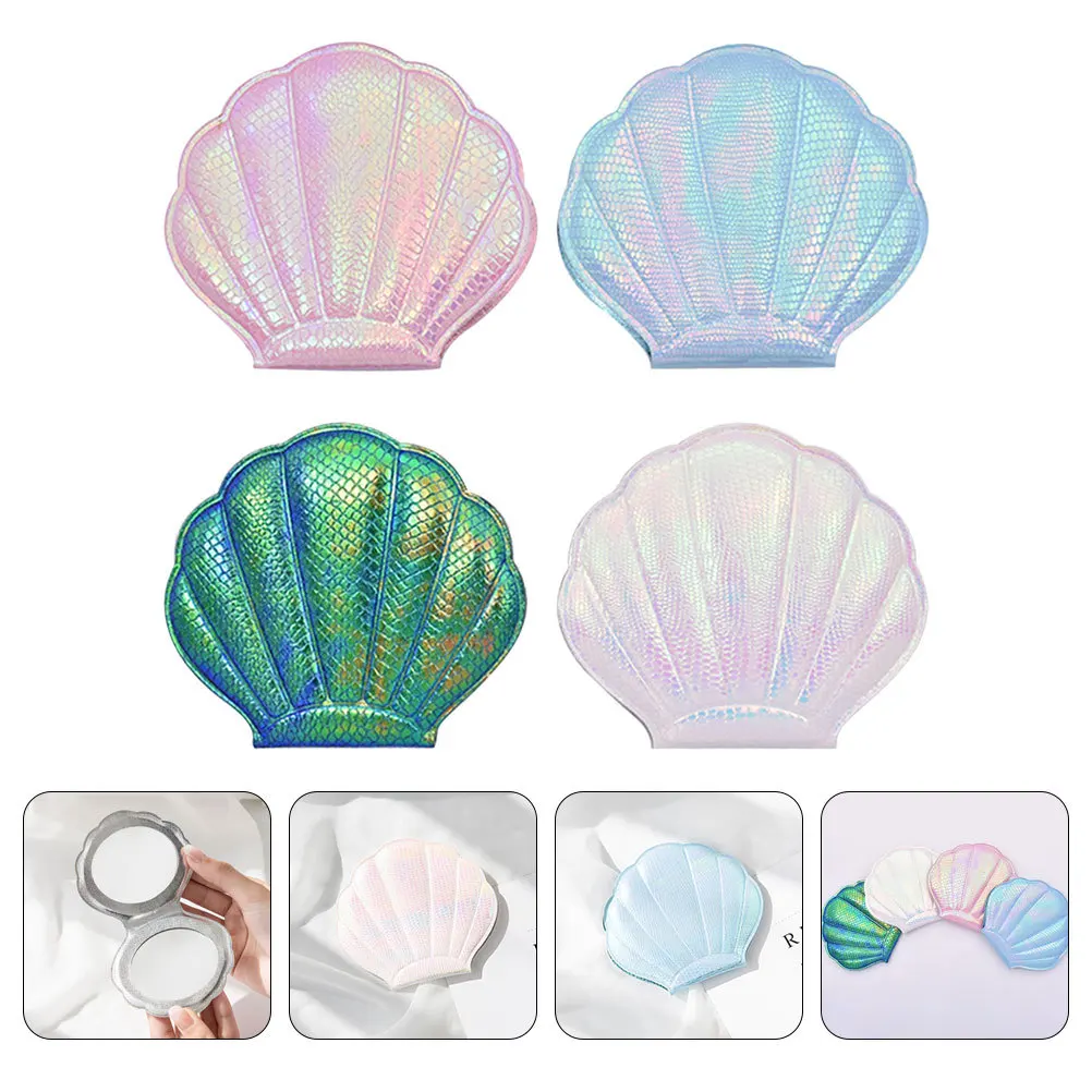 4-delige shell compacte dubbelzijdige zak opvouwbare make-upspiegels Lichtgewicht draagbare reis Kleine draagbare cosmeticaspiegel