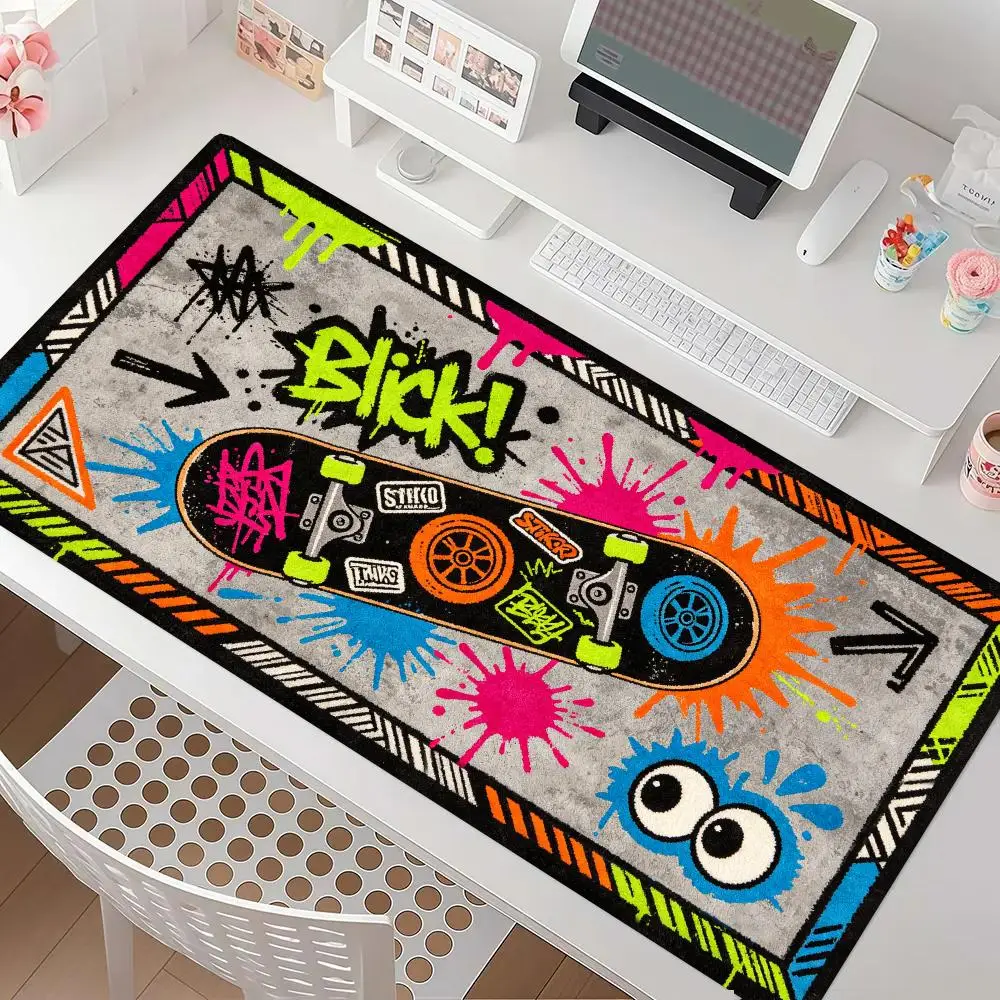 Graffiti Skateboard Street Rug Gaming Mouse Pad Smooth Glide Large Size For Trendy Dorm