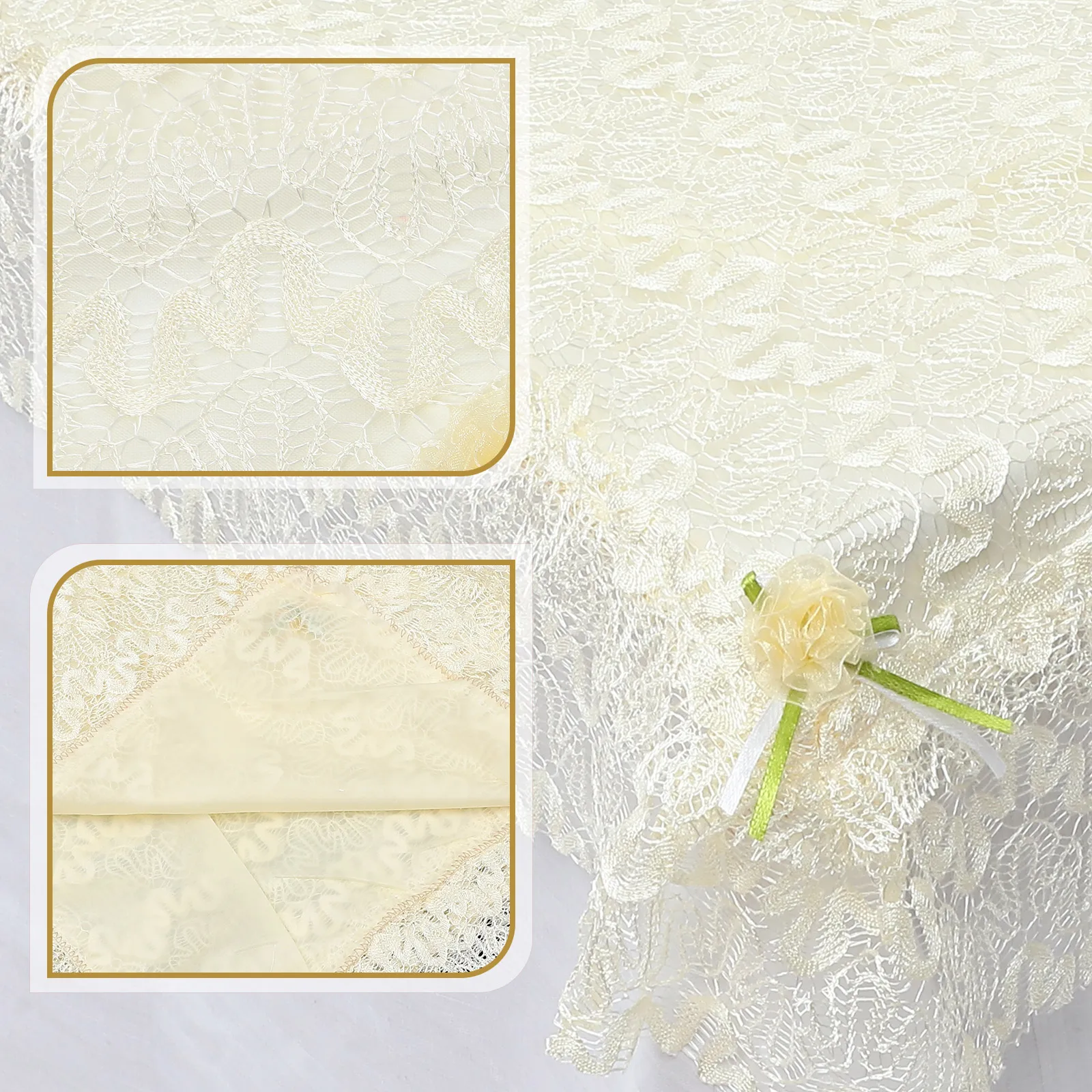 

Guzheng Cover Yellow Lace Dust Proof Musical Instrument Accessories Foldable Storage Elegant Flower Pattern Durability