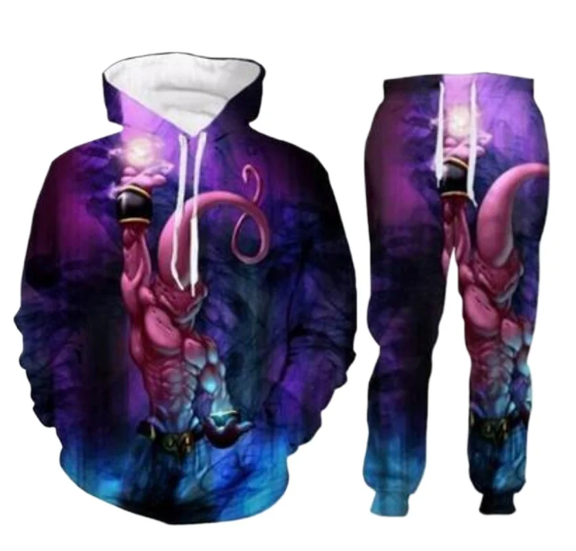 New Men/Womens Dragon Ball Z Majin Buu Funny 3D Print Fashion Tracksuits Crewneck Couple hoodie Joggers Pants + Hoodies