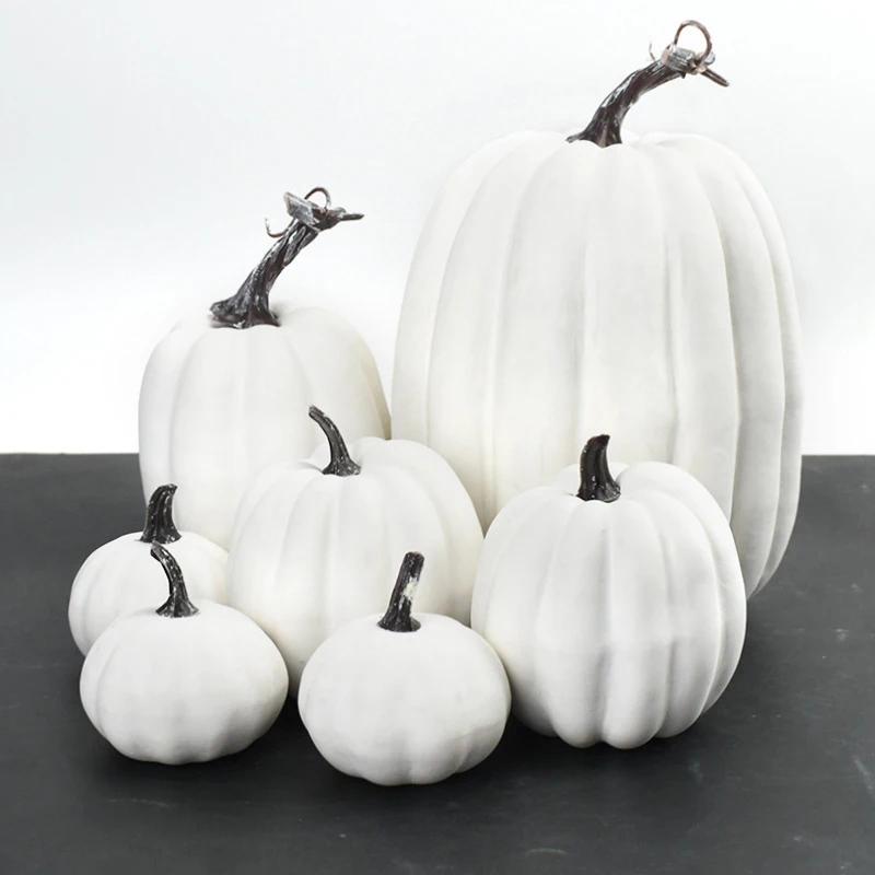 Citrouilles Artificielles pour la Décoration de la Maison, Grandes Citrouilles en Mousse pour la Récolte, Ornement de Bricolage, Artisanat d'Halloween, 7 Pièces