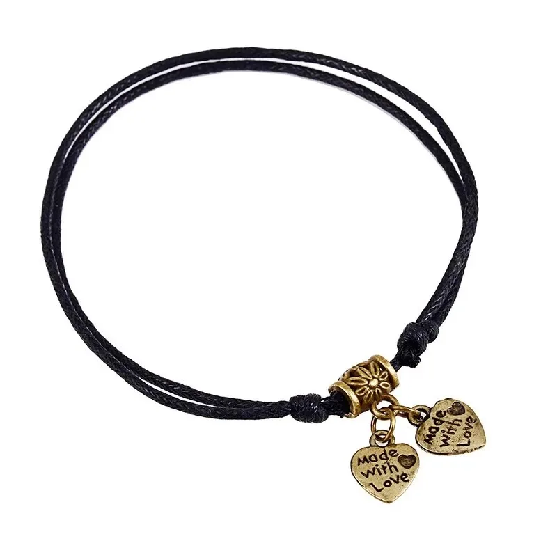 New Bohemia Butterfly Heart Tree Tower Pendant Ankle for Women Black Rope Bracelets on Leg Ankles Sandal Couples Jewelry Gift