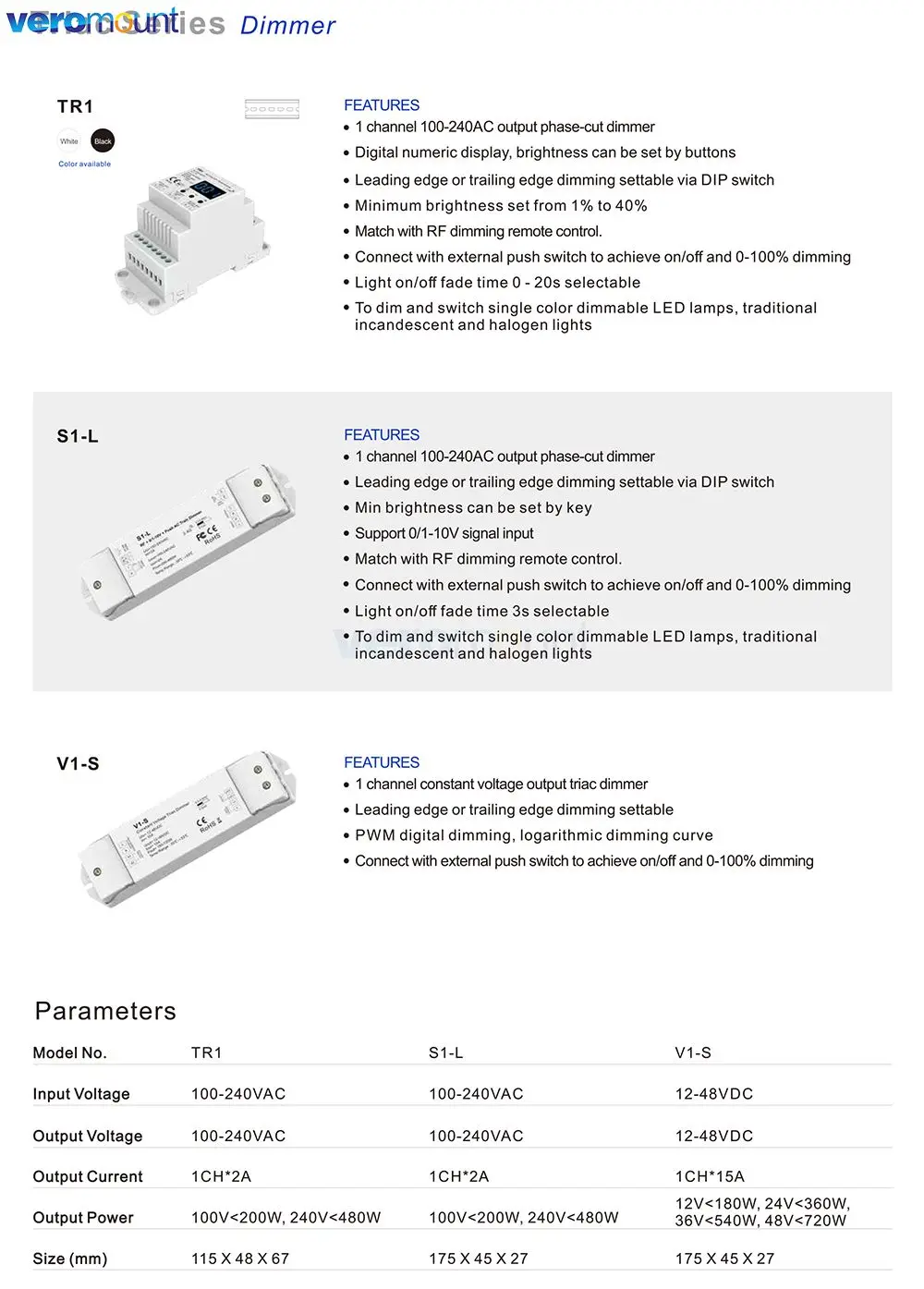 Skydance TR1 AC Triac LED Dimmer 220V 110V Wireless RF 2.4G Remote Control Dimmable Push Switch Smart Dimmer Switch for LED Lamp