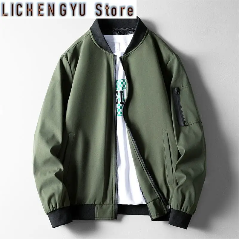 

Bomber Jacket Men Autumn Solid Baseball Jackets Coats Casual Outwear Top Slim Fit Windbreaker Cargo Jacket Men's Clothing