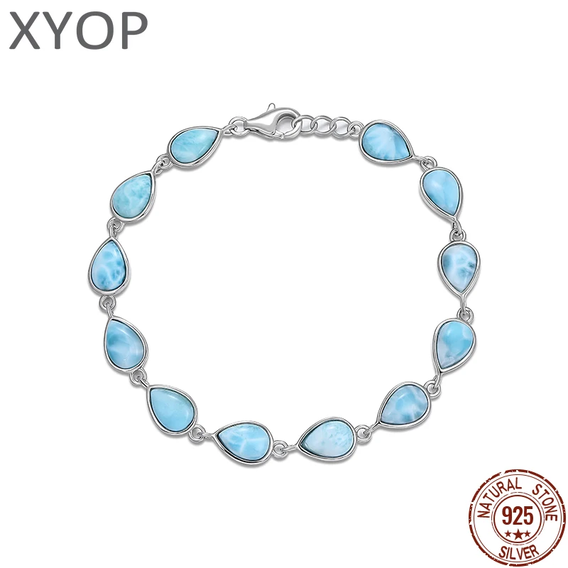 

XYOP Natural Larimar Blue Pear-Shaped Simple Bracelet Burning Christmas, Warm For Love, Warm Winter Praise