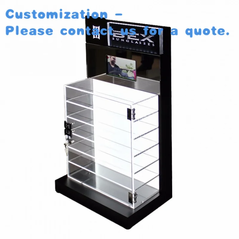 custom.Sunglasses Floor Display Rack Acrylic Transparent Multi Tier Rotating Eyewear Holder Optical Store Retail Promotion